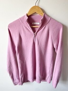 Peter Millar Pink Half‑Zip Turtleneck Sweater